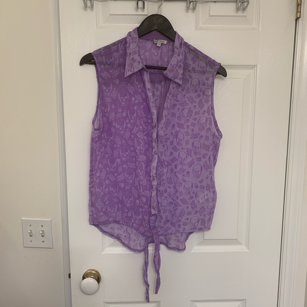 chiffon skull print tank blouse